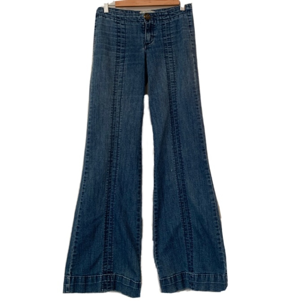 Free People Dark Blue Wide Leg Flare Jeans